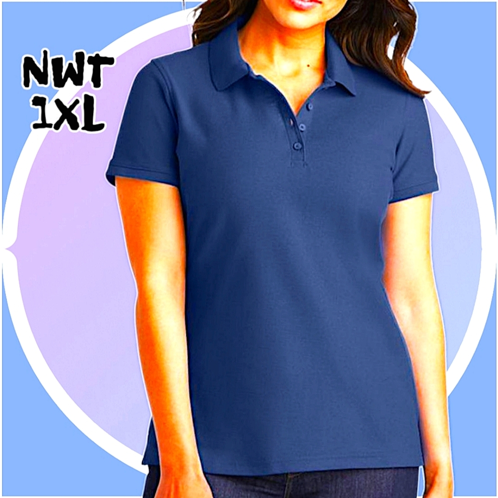 NWT 1XL Collared Y Henley 3 Button Neckline Polo Golf Short Sleeve Shirt